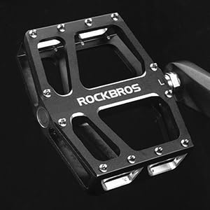 ROCKBROS Aluminum Wide Platform Mountain Bike Pedals with Grippy Pins