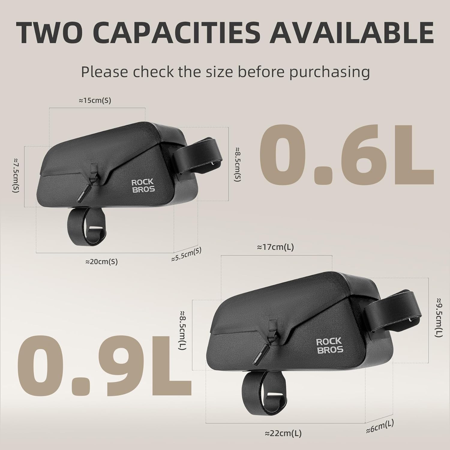 ROCKBROS Bike Frame Bag with Magnetic Flap Top Tube