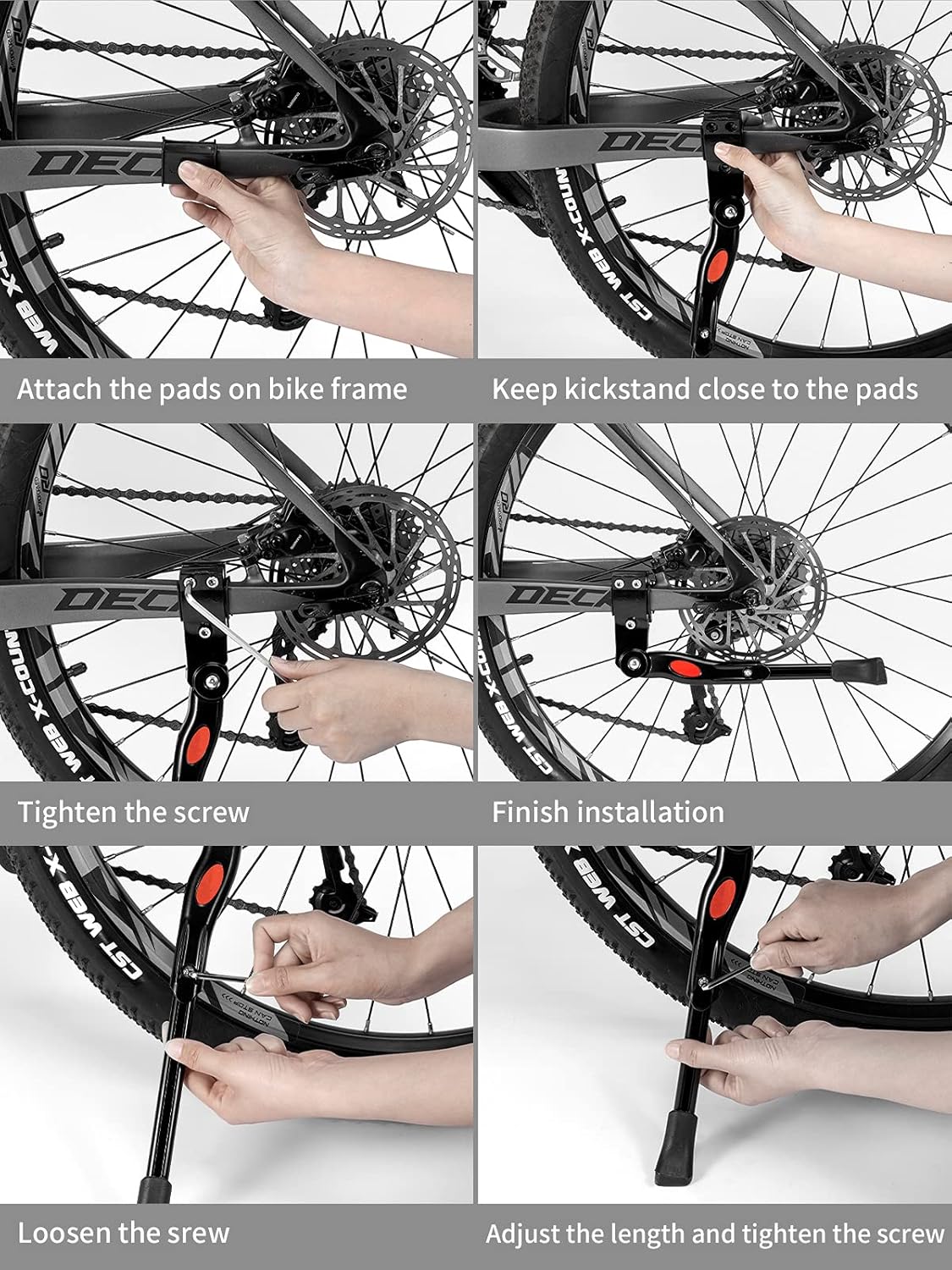 ROCKBROS Adjustable Aluminum Side Kickstand for 22" 24" 26" 28"