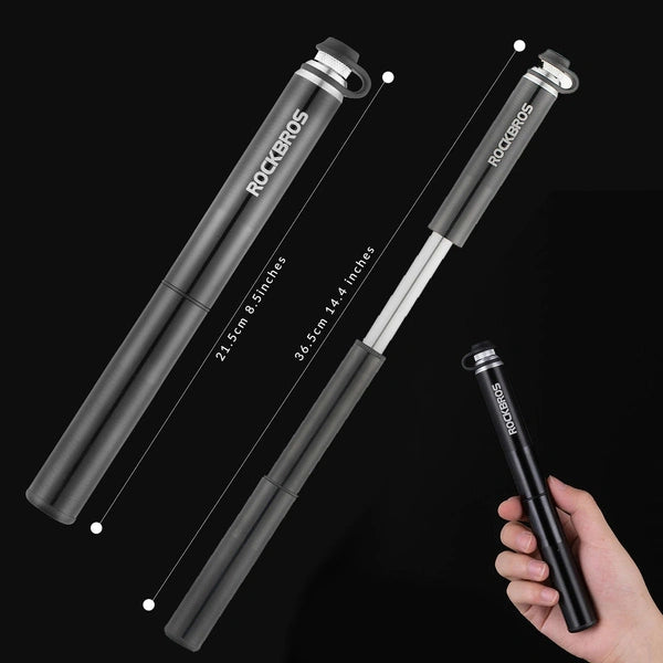 Rockbros lightweight bicycle pump with pressure gauge