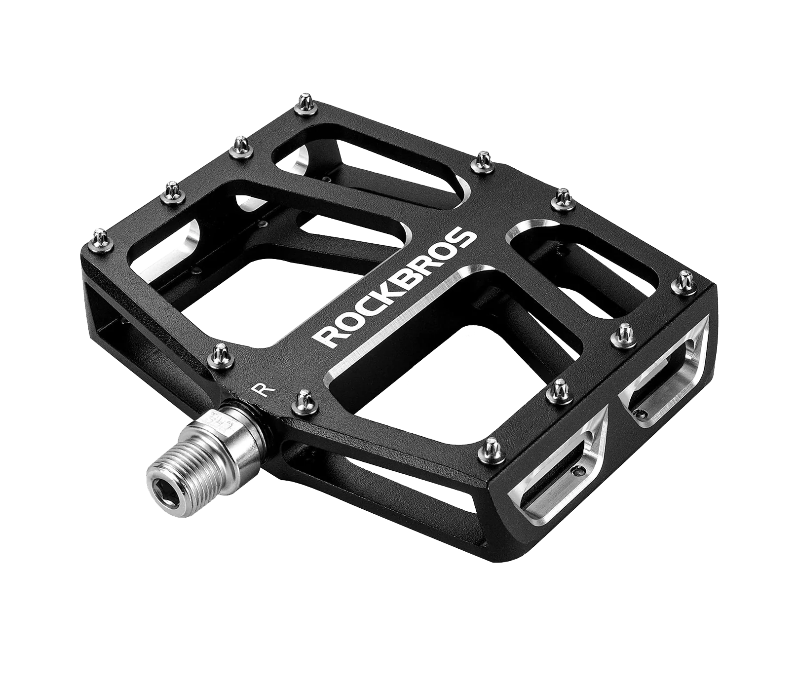 ROCKBROS Aluminum Wide Platform Mountain Bike Pedals with Grippy Pins