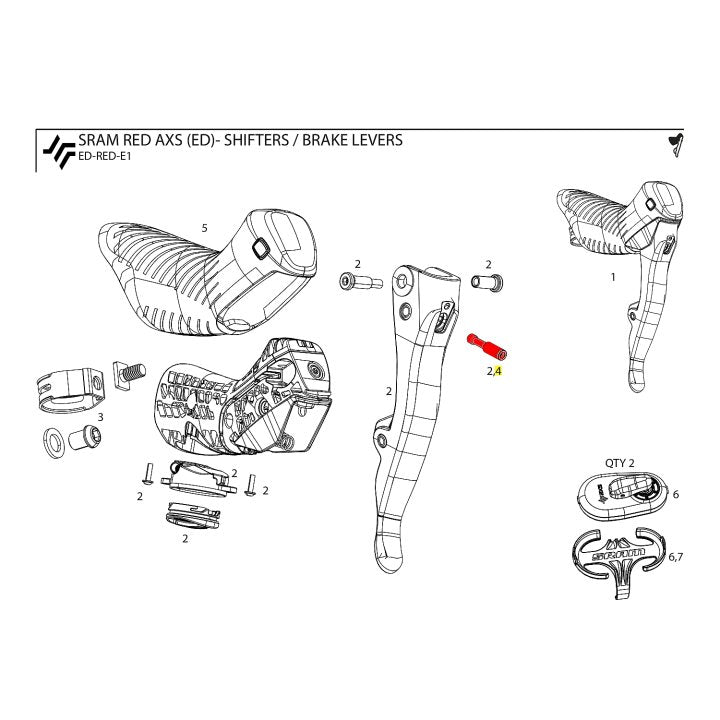 SRAM Pushrod Kit for Red E1 Shift/Brake Lever 2 pieces