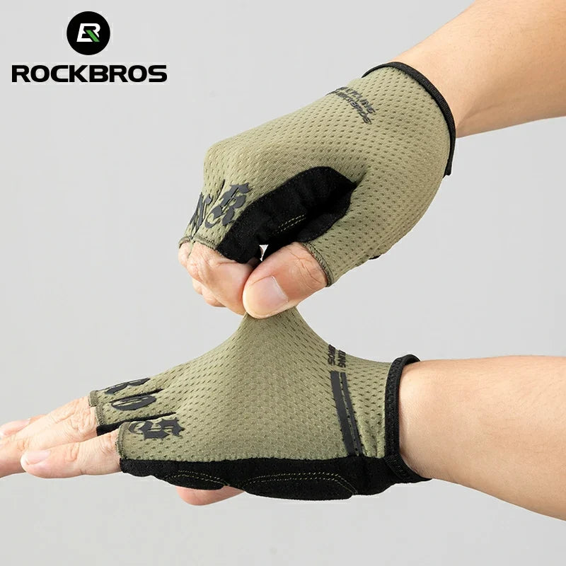 ROCKBROS HalfFinger Cycling Gloves with SBR Shock-Absorbing Palm Pads