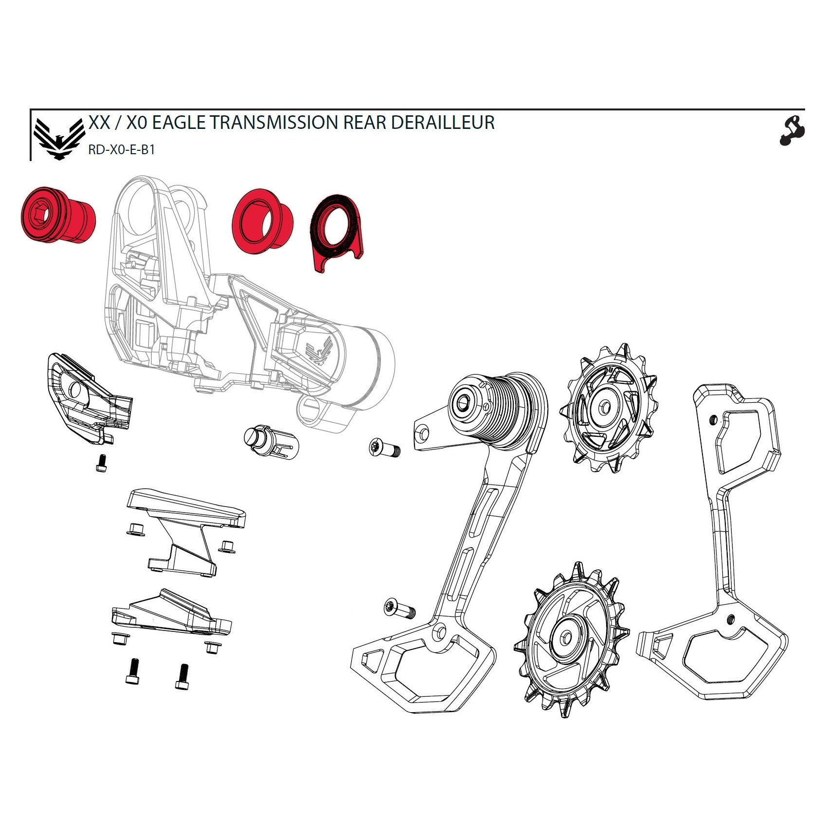 SRAM Full Mount Bolt Kit for X0 Eagle AXS Rear Derailleur B1