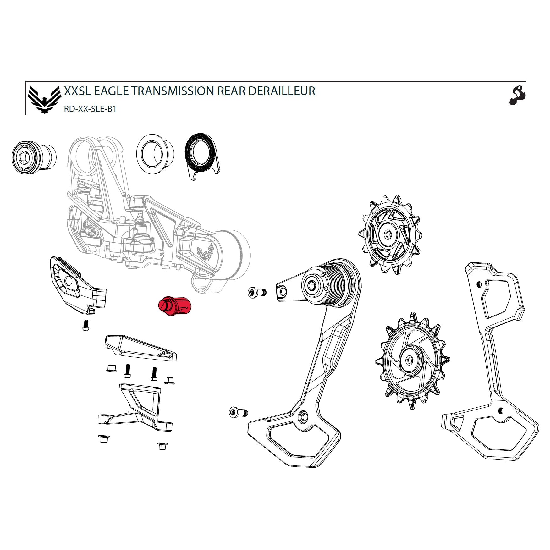 SRAM Setup Key / Cage Lock Assembly Kit for XX / XX SL Eagle AXS Rear Derailleur B1