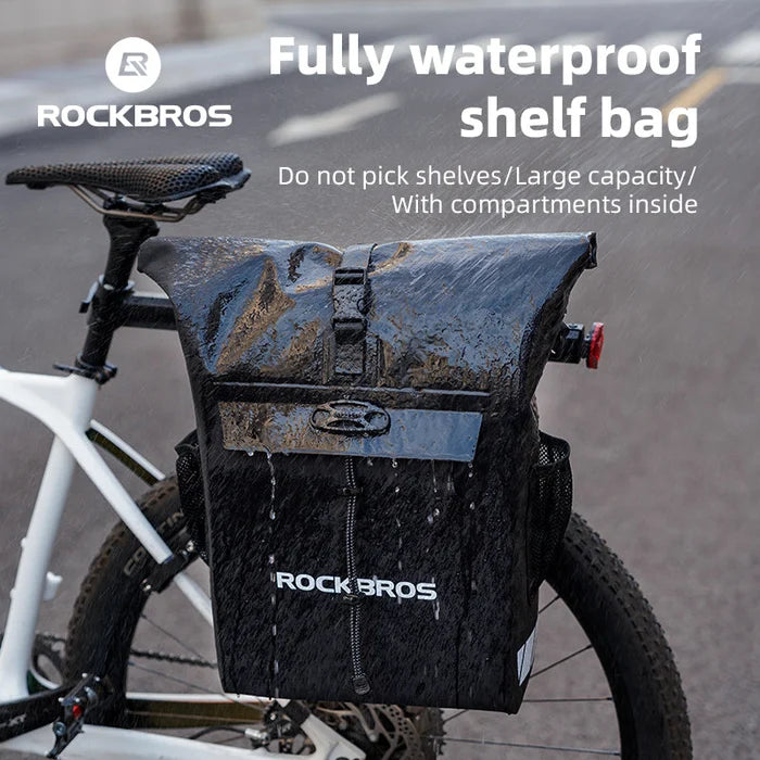 ROCKBROS Waterproof Bike Rack Bag 18L Adjustable Backpack Straps
