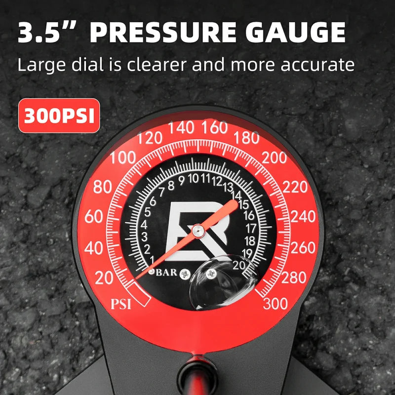 ROCKBROS 240PSI Classic Floor Drive 3.5 High Pressure Bicycle Floor Pump