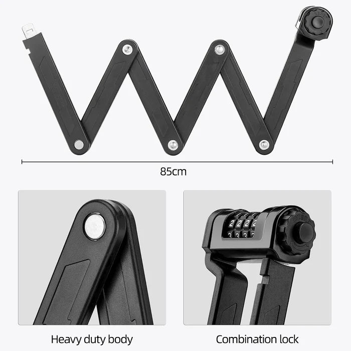 ROCKBROS Folding Bike Lock Heavy Duty Anti Theft with Mounting Bracket