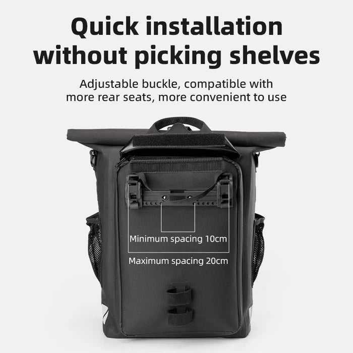 ROCKBROS Waterproof Bike Rack Bag 18L Adjustable Backpack Straps