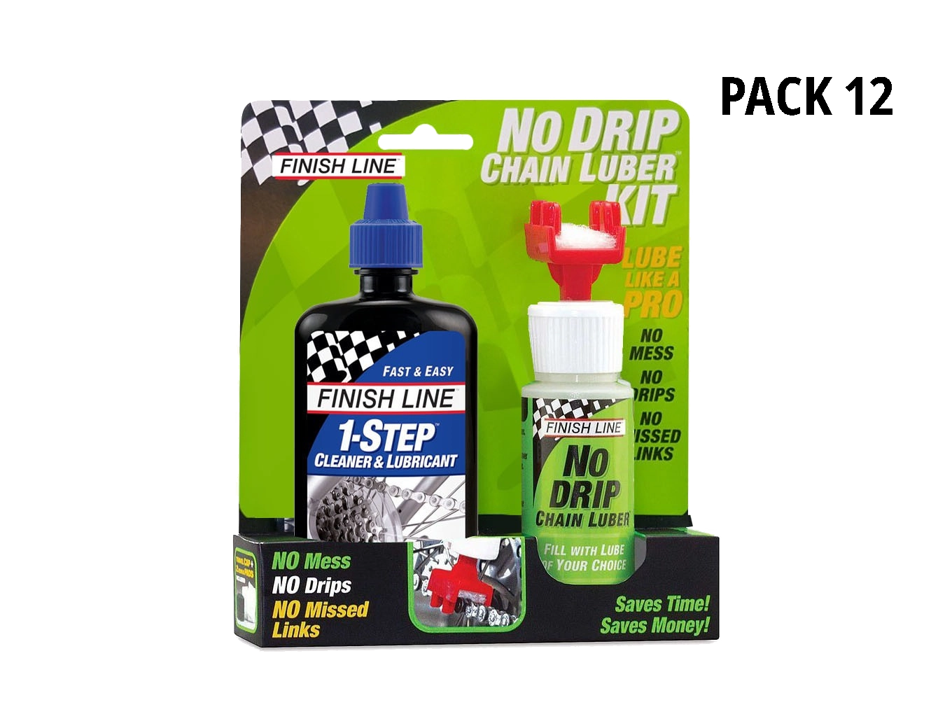 FINISH LINE 1-STEP 4 OZ. X NO DRIP CHAIN LUBER PACK12