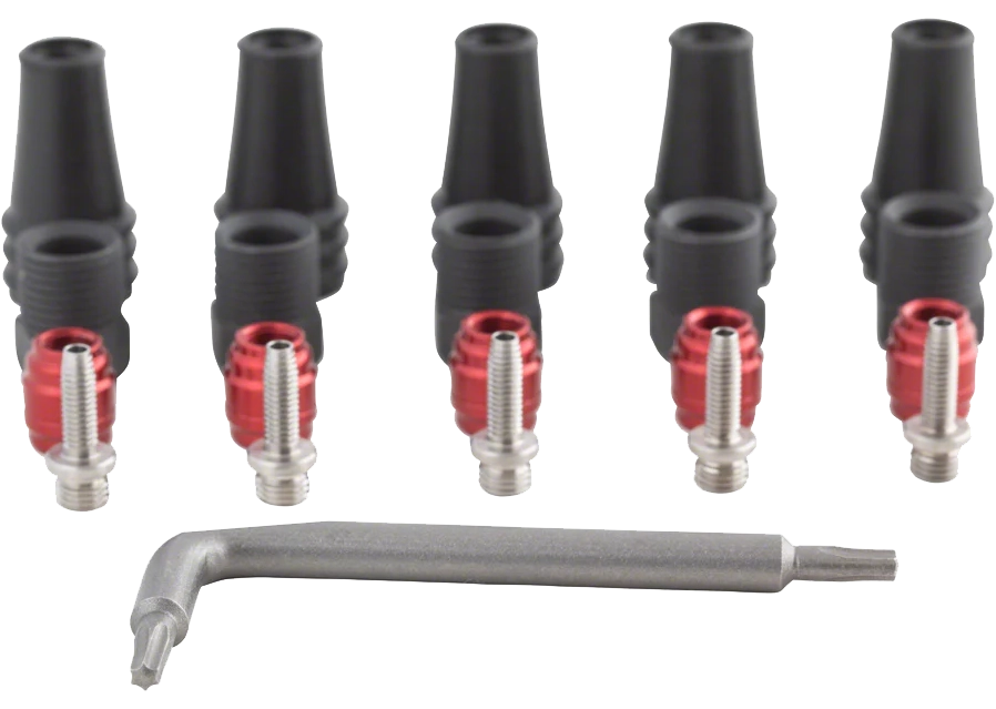 SRAM Red/Force AXS 2-Pc Disc Brake Hose Fitting Kit - 5 Threaded Hose Barbs, 5 Compression Nuts, 5 Boots, Red Comp