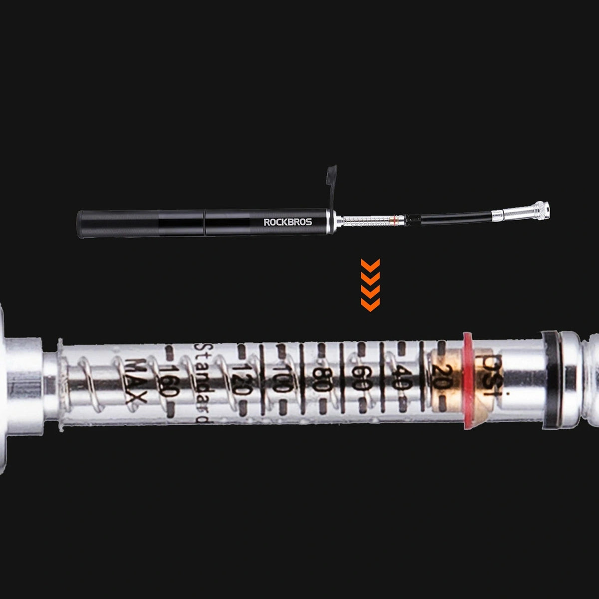 Rockbros  lightweight bicycle pump with pressure gauge