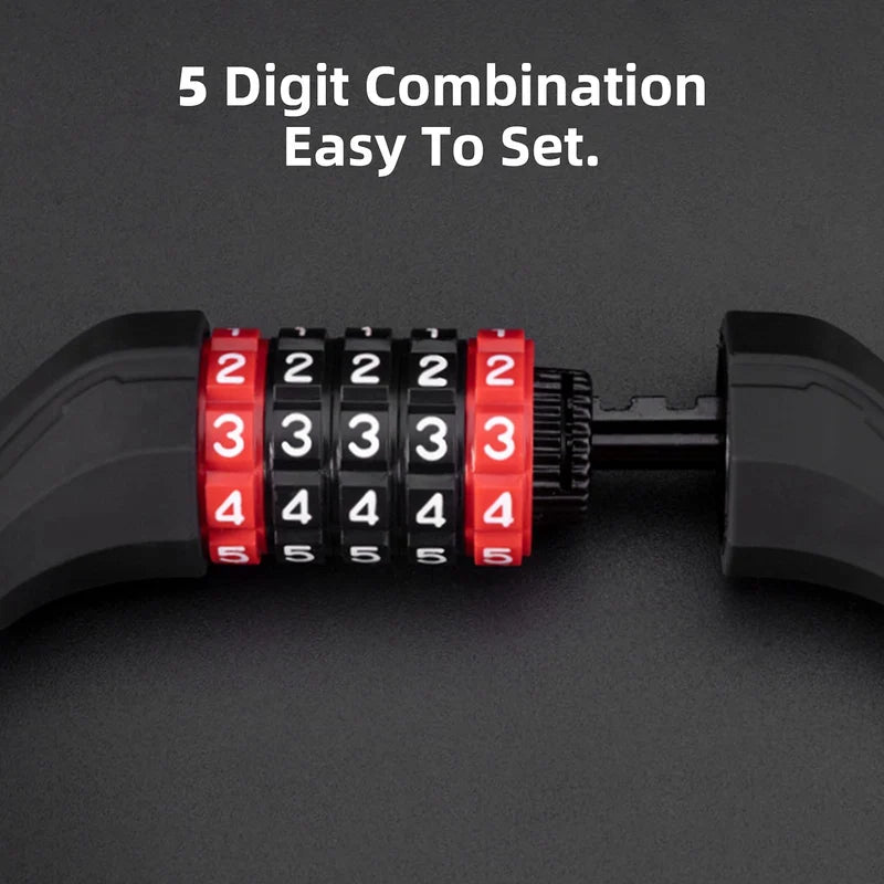 ROCKBROS 5-Digit Bike Lock Cable 70 Inch Combination Lock