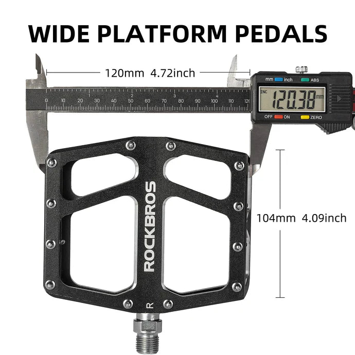 ROCKBROS Aluminum Wide Platform Mountain Bike Pedals with Grippy Pins