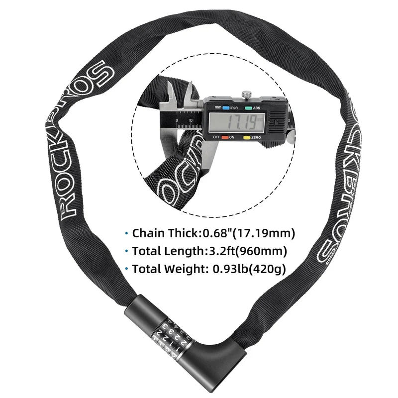 ROCKBROS Heavy Duty Chain Lock Anti-Theft