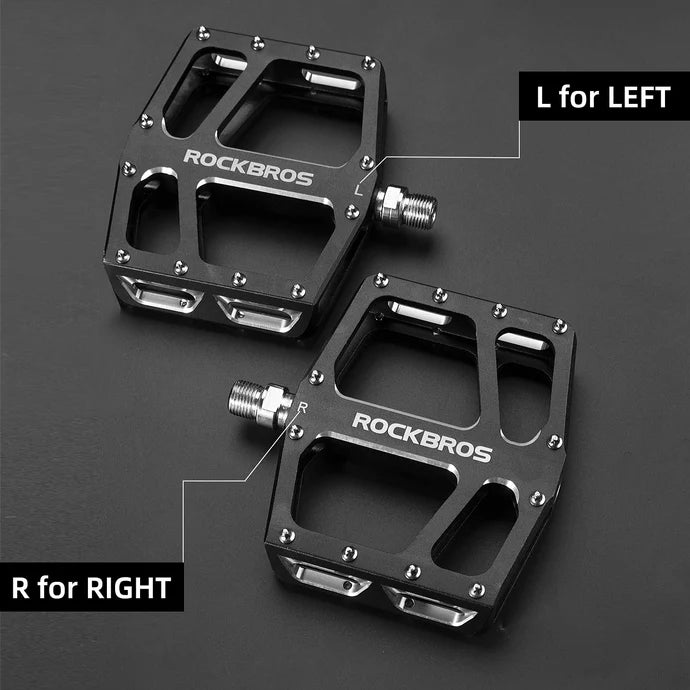 ROCKBROS Aluminum Wide Platform Mountain Bike Pedals with Grippy Pins