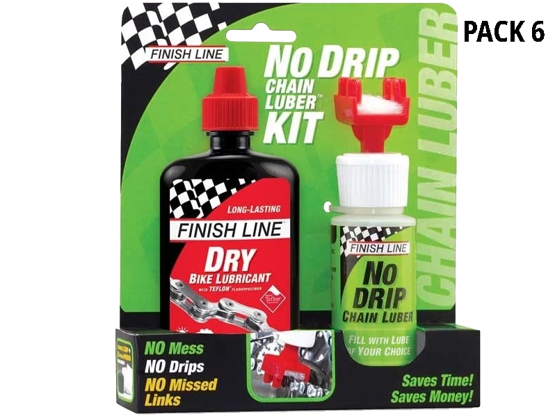 FINISH LINE DRY LUBE 4 OZ X NO DRIP CHAIN LUBER PACK 6