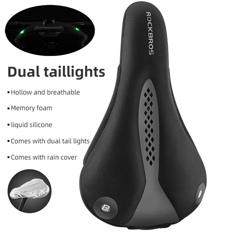 ROCKBROS Rechargeable Gel Bike Seat Cover with Rear Lights