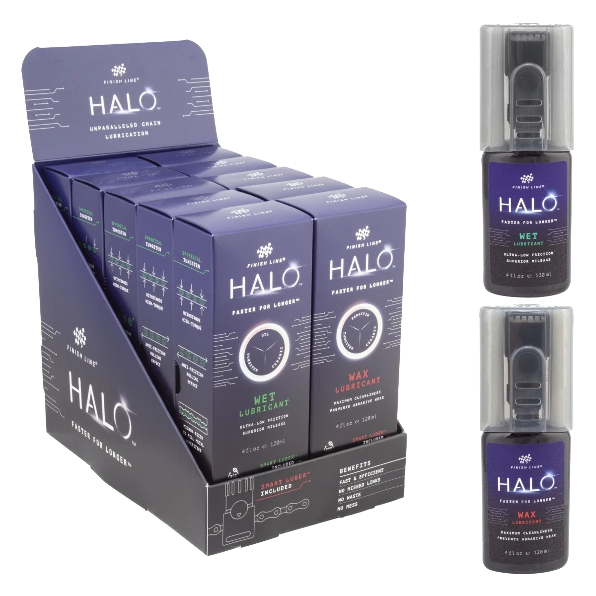 FINISH LINE Halo Wax & Wet Lubricant 4oz With Smart Luber PACK 5+5