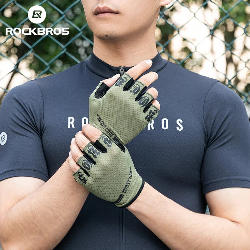 ROCKBROS HalfFinger Cycling Gloves with SBR Shock-Absorbing Palm Pads