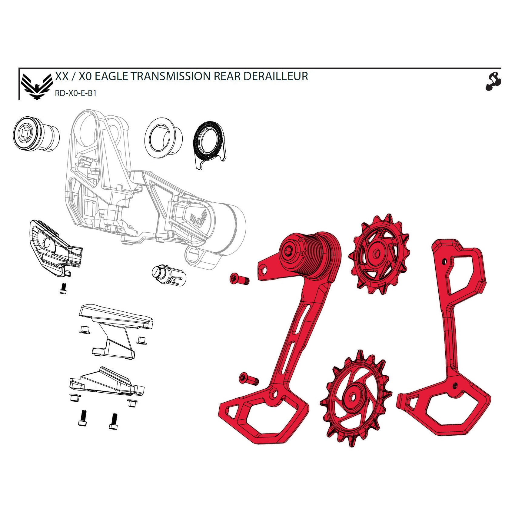 SRAM Cage Assembly Kit for X0 Eagle AXS Rear Derailleur B1