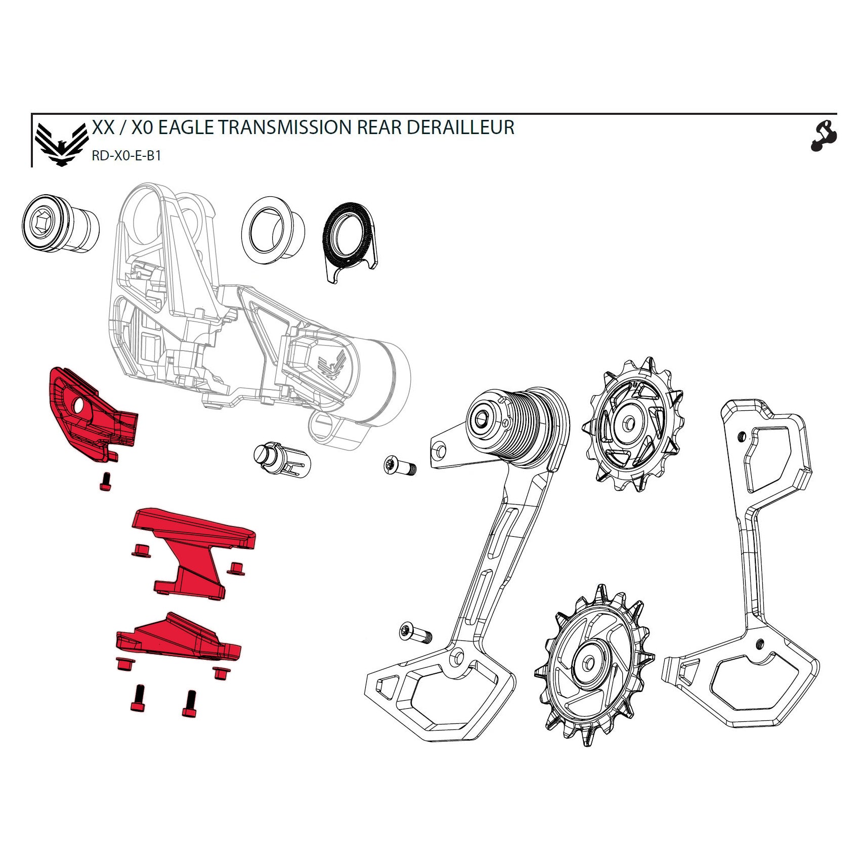 SRAM Cover Kit for X0 Eagle AXS Rear Derailleur B1