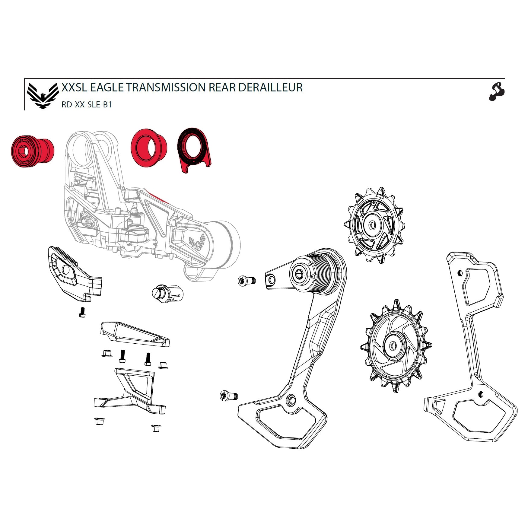 SRAM Full Mount Bolt Kit for XX SL Eagle AXS Rear Derailleur B1