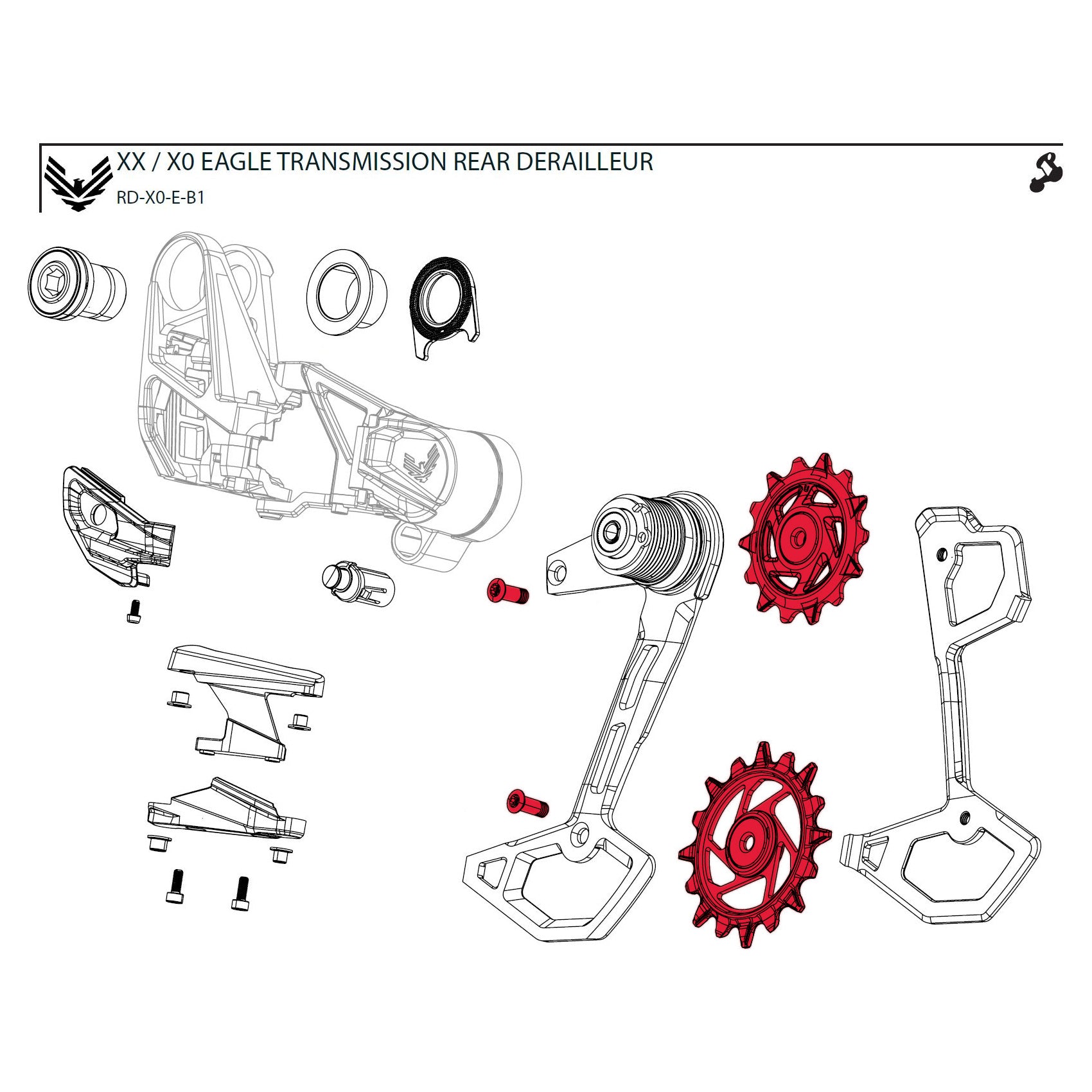 SRAM Pulley Kit for X0 Eagle AXS Rear Derailleur B1