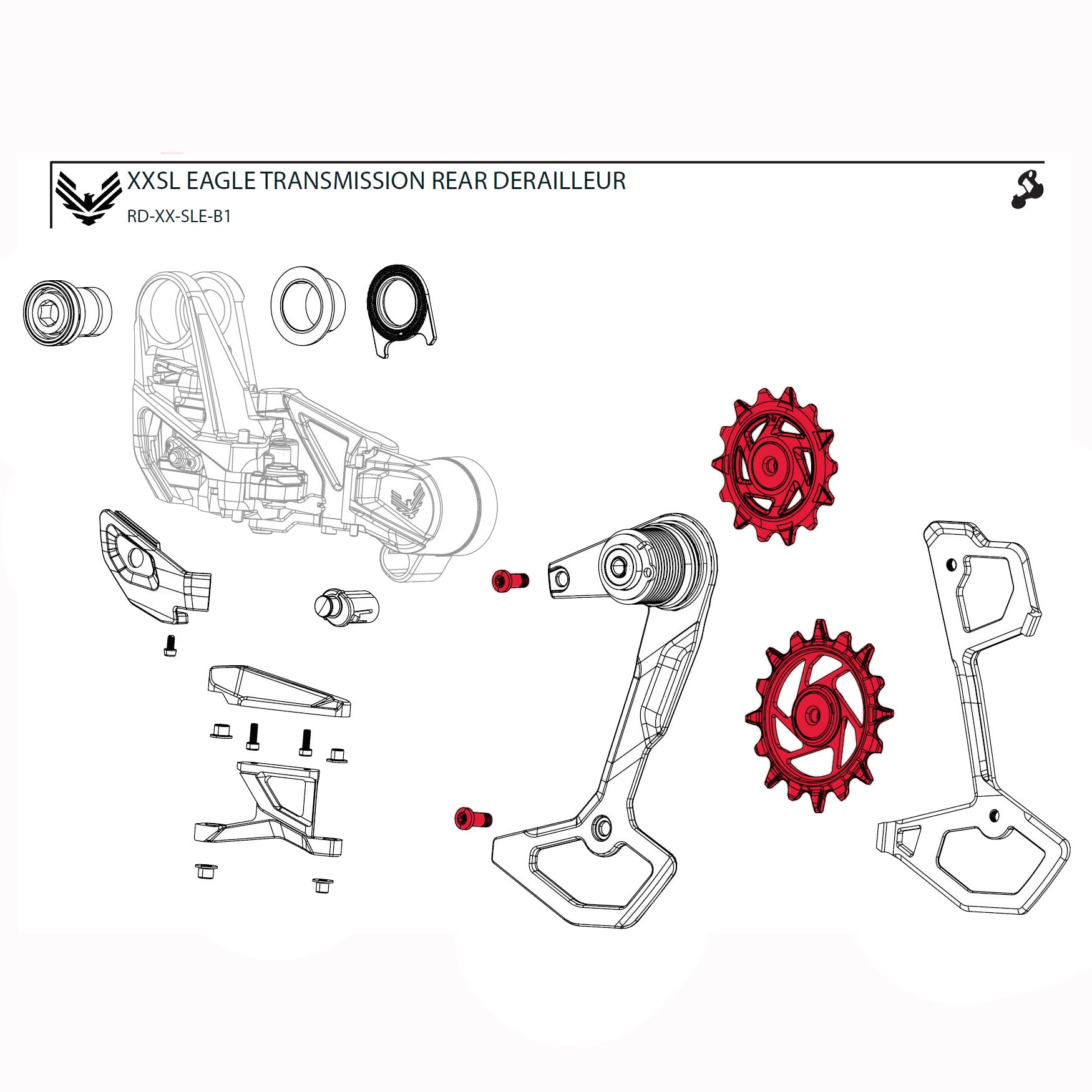 SRAM Pulley Kit for XX SL Eagle Rear Derailleur AXS T-Type B1