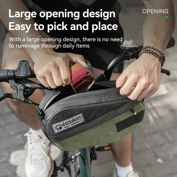 ROCKBROS ROAD TO SKY Sustainable Eco-Friendly Recycled Tire Bike Handlebar Bag 2.5L