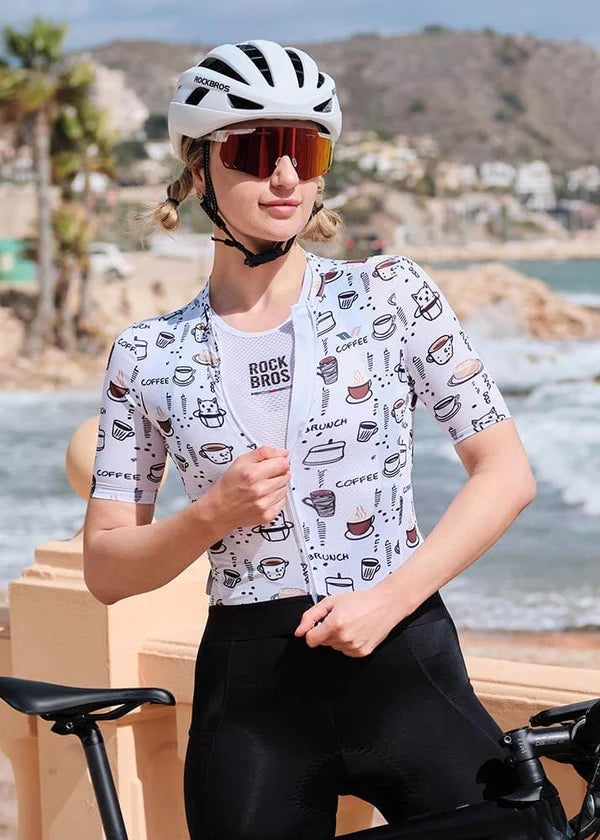 ROCKBROS Women TVI Breakfast Club Short-Sleeve Cycling Jersey